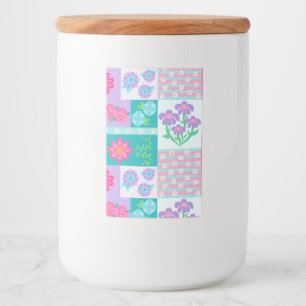 Etiqueta Para Comida Diseño de flores vibrantes en flor