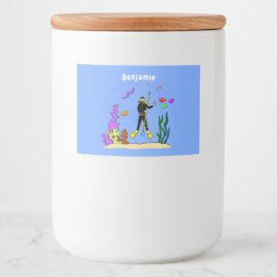 Etiqueta Para Comida Divertido buceador de scuba y personalizado de cri