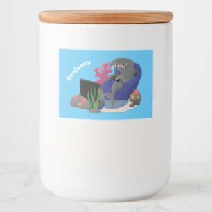 Etiqueta Para Comida Divertido tiburón viendo al personalizado de telev