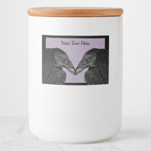 Etiqueta Para Comida Dos grandes coronas negras en la frontera morada n