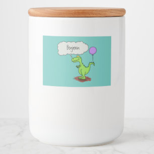 Etiqueta Para Comida Dragón de dibujos animados verde lindo que respira