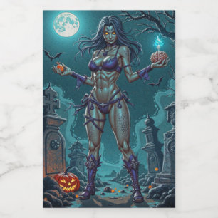 Etiqueta Para Comida Dulce de Halloween o Novia Zombi con Sesos