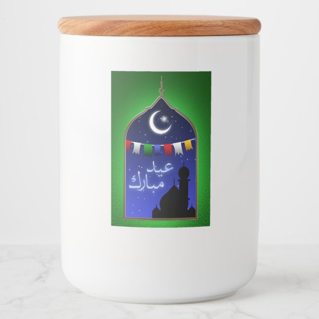 Etiqueta Para Comida Eid Mubarak Garland Moon (Anverso)