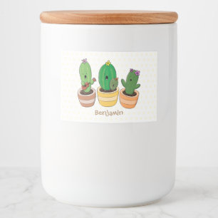 Etiqueta Para Comida El trío de cactus lindo canto ilustracion personal