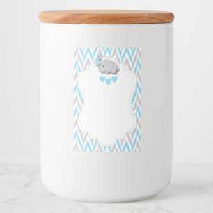 Etiqueta Para Comida Elefante azul Baby Shower - espacio en blanco