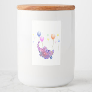 Etiqueta Para Comida Elefante estrellado y cortado con globos de colore