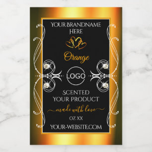 Etiqueta Para Comida Elegante Naranja Glamour negro logotipo de etiquet