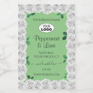 Etiqueta Para Comida Elegante Sage Green Product Labs White Roses Logo