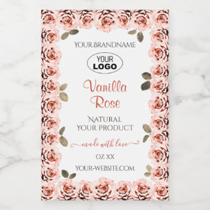 Etiqueta Para Comida Elegantes rosas rosadas en el logotipo de las etiq