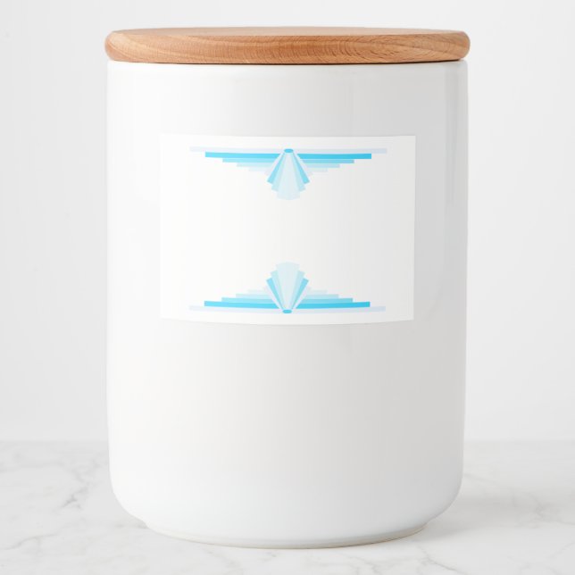 Etiqueta Para Comida Elemento Art deco en azul claro (Anverso)