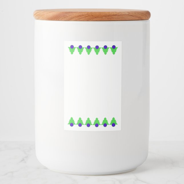 Etiqueta Para Comida Elemento Art deco en azul y verde (Anverso)