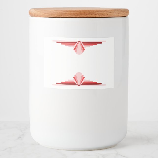 Etiqueta Para Comida Elemento Art deco en rojo (Anverso)