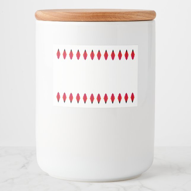 Etiqueta Para Comida Elemento Art deco en rojo y negro (Anverso)