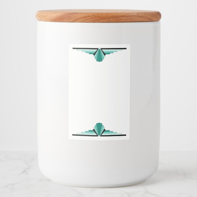 Etiqueta Para Comida Elemento Art deco en verde azulado (Anverso)