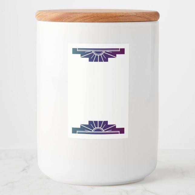 Etiqueta Para Comida Elemento Art deco sun en arcoiris oscuro (Anverso)