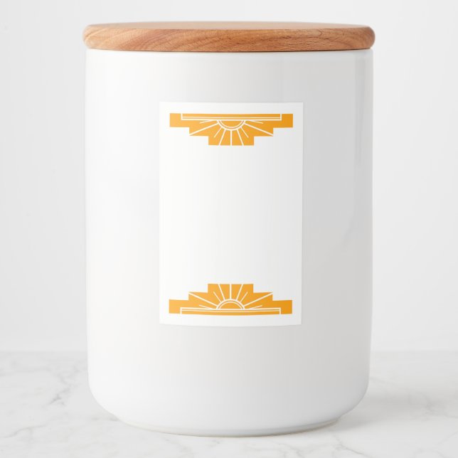Etiqueta Para Comida Elemento Art deco sun en naranja (Anverso)