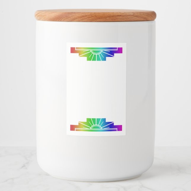 Etiqueta Para Comida Elemento solar Art deco en arco iris (Anverso)