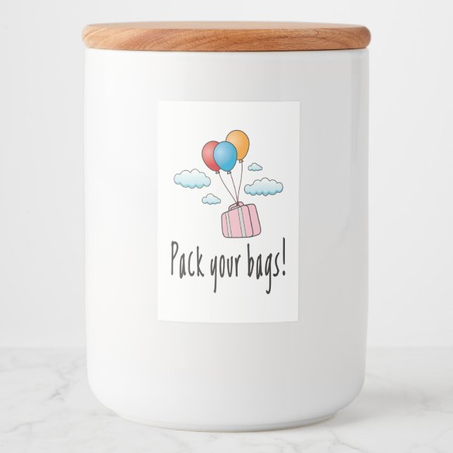 Etiqueta Para Comida Empaqueta tus maletas y vamos de vacaciones (Anverso)