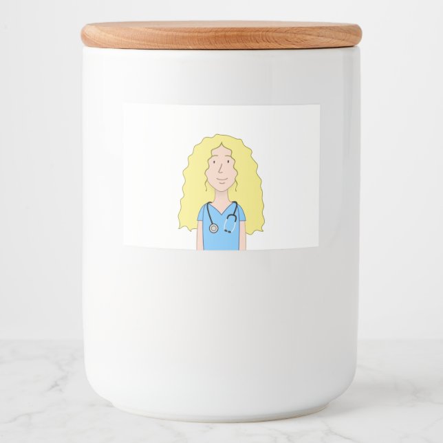 Etiqueta Para Comida Enfermera rubia (Anverso)