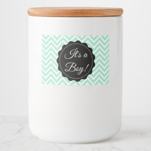 Etiqueta Para Comida Es un niño Sage Green Baby Shower Glass Mason Jar