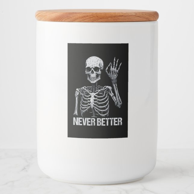 Etiqueta Para Comida Esqueleto de Halloween - Nunca mejor (Anverso)