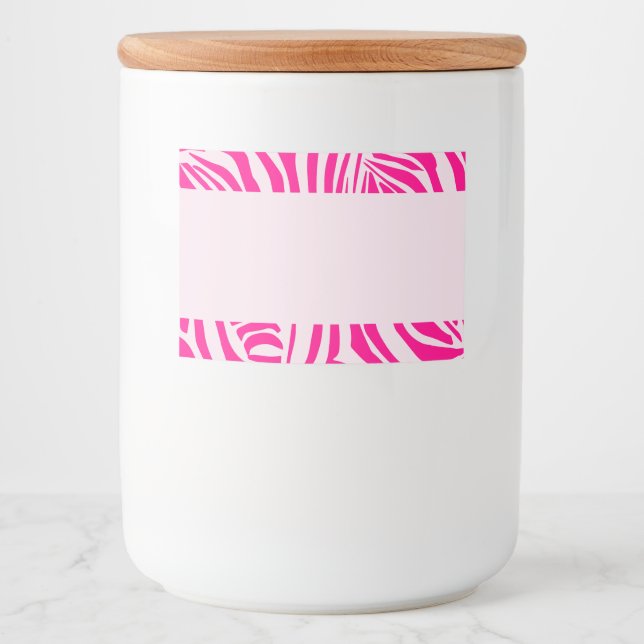 Etiqueta Para Comida Estampado de cebra rosa (Anverso)