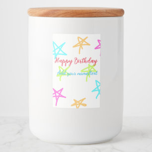 Etiqueta Para Comida Estrellas coloridas feliz cumpleaños agregar nombr