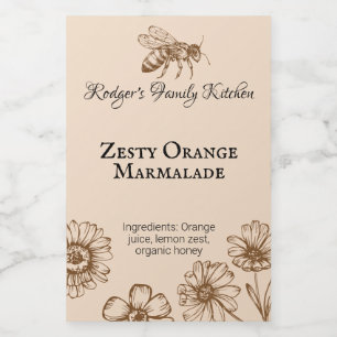Etiqueta Para Comida Etiqueta de Comida de Abeja de Abeja Floral Naranj