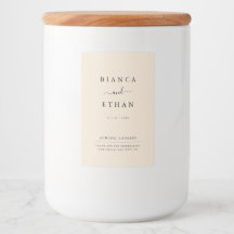 Etiqueta sencilla elegante de comida beige y Boda 