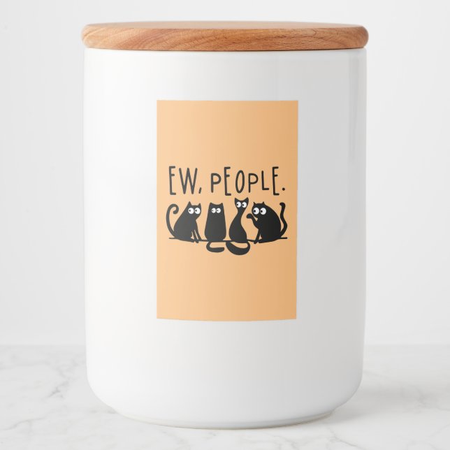 Etiqueta Para Comida Ew People Funny Meowy Gatos Negros (Anverso)