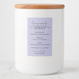 Etiqueta Para Comida Extracto de vainilla casero Instrucción lilac