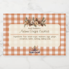 Etiqueta Para Comida Fall Woodland Greenery Gingham