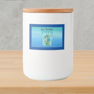 Etiqueta Para Comida Fantasía Bonito Aqua Blue Sea Dragon burbuja de al