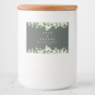 Etiqueta Para Comida Favor de la Boda de Invierno de Nevada Verde+Eucal