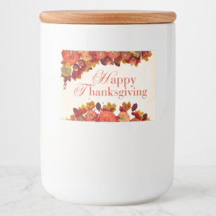 Etiqueta Para Comida Feliz Día de Acción de Gracias