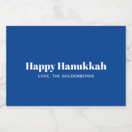 Etiqueta Para Comida Feliz Hanukkah azul blanco minimalista personaliza