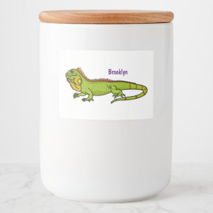 Etiqueta Para Comida Feliz ilustracion personalizado de iguana verde