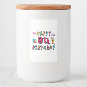 Etiqueta Para Comida Feliz octavo cumpleaños. 8 años al día.