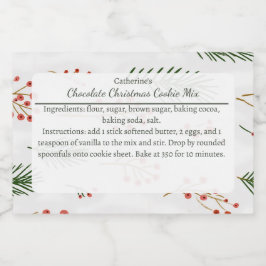 Etiqueta Para Comida Festive Branches and Berries Christmas Baking Mix