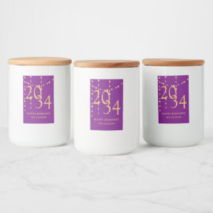 Etiqueta Para Comida Festividades de Navidades morados y dorados