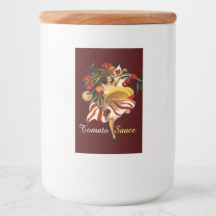 ETIQUETA PARA COMIDA FIESTA DE BAILE DE ESPAGUETIS, SALSA DE TOMATE DE