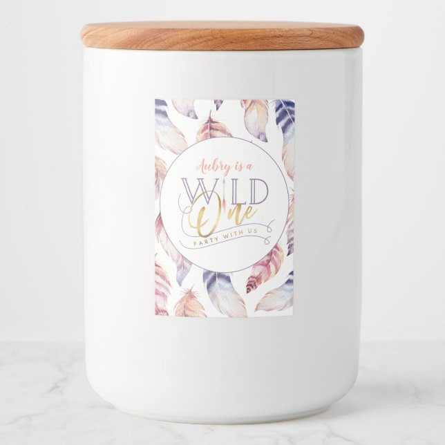 Etiqueta Para Comida fiesta de cumpleaños 1.ᵉʳ oro salvaje (Anverso)