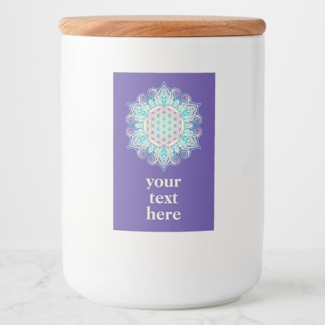 Etiqueta Para Comida Flor de vida - Mandala india 2 (Anverso)