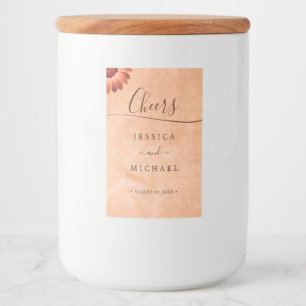 Etiqueta Para Comida Flor Gerbera en el Boda de melocotón abstracto