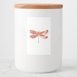 Etiqueta Para Comida Flor libélula con sakura de joyas