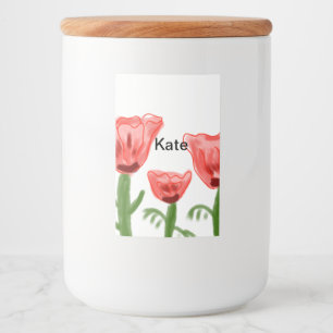 Etiqueta Para Comida floral acuarela roja agregar texto nombre