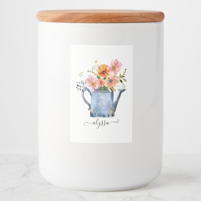 Etiqueta Para Comida Floral acuática pintada a mano (Anverso)