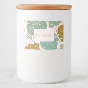 Etiqueta Para Comida Foliage Tropical - Monstera Y Patrón De Hojas De P