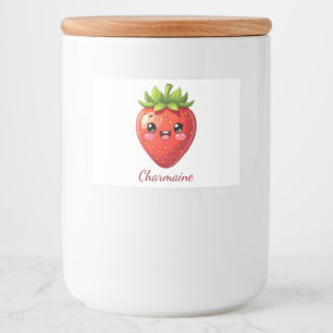 Etiqueta Para Comida Fresa kawaii monograma linda