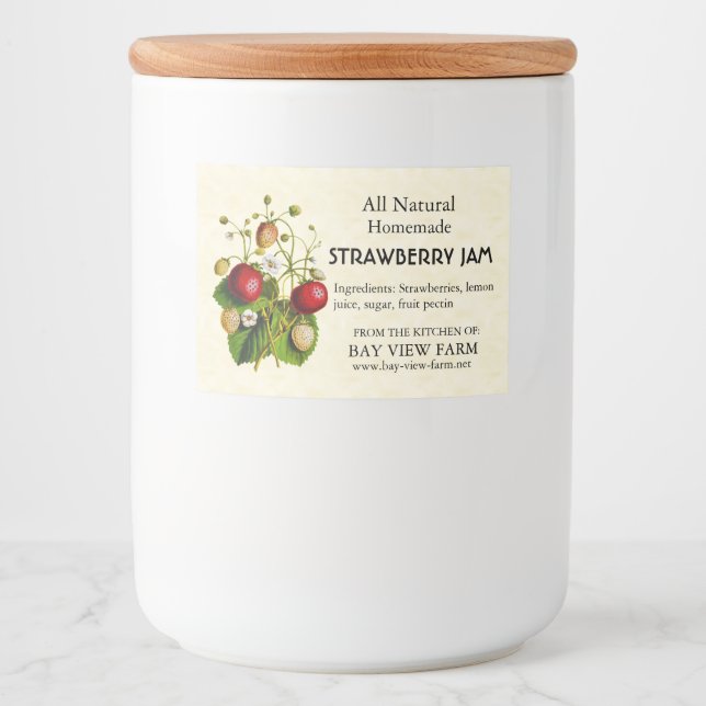 Etiqueta Para Comida Fresas de época (Anverso)